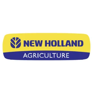 The New Holland Agriculture logo, renowned among equipment dealers, features a striking yellow and blue color scheme.