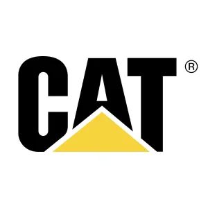 The CAT logo, popular among equipment dealers, showcases bold black letters "C", "A", and "T" with a distinctive yellow triangle beneath the “A”.