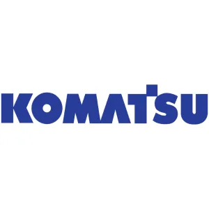 Blue Komatsu logo with bold, block letters on a white background, representing excellence in the world of equipment dealers.