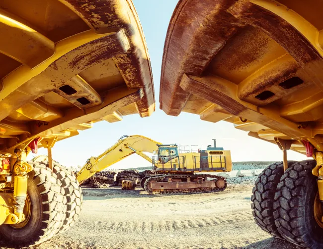construction equipment in a field