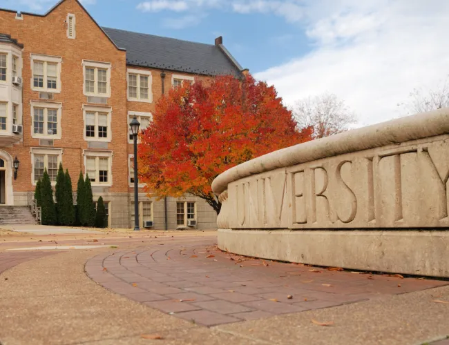 college campus in the fall