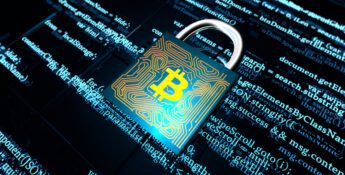 A glowing bitcoin-themed padlock sits atop digital code, symbolizing blockchain security while highlighting the constant vigilance needed to combat crypto scams.