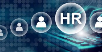 A digital illustration of a keyboard adorned with transparent user icons and a prominent "HR" icon symbolizes human resources, digital connectivity, and the integration of Paid Time Off (PTO) management.